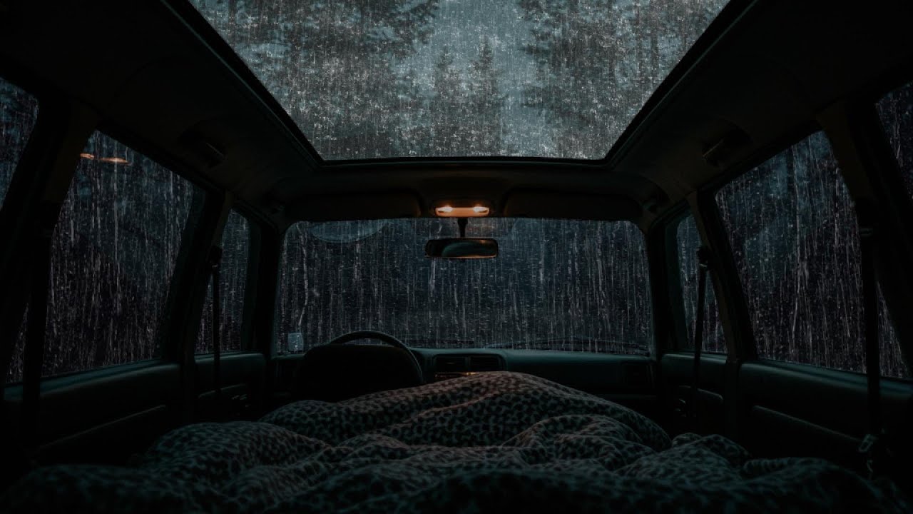 Rain Sounds & Thunder on Cozy Car ⛈️ Soothing ASMR for Deep Sleep, Meditation & Stress Therapy