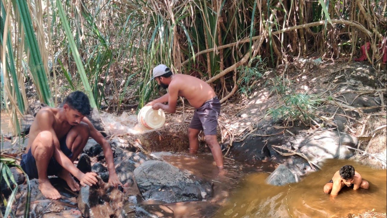 कोंड उपसून मासेमारीची धम्माल , डोह उपसून पकडले मासे |  Traditional fishing in kokan @TejaGurav