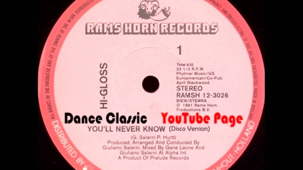 Hi Gloss - You'll Never Know (Disco Version)