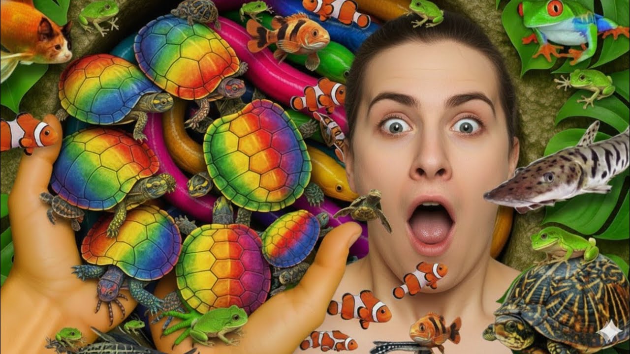 Catch beautiful aquarium fish in small pond baby turtle, koi, nemo, guppies 