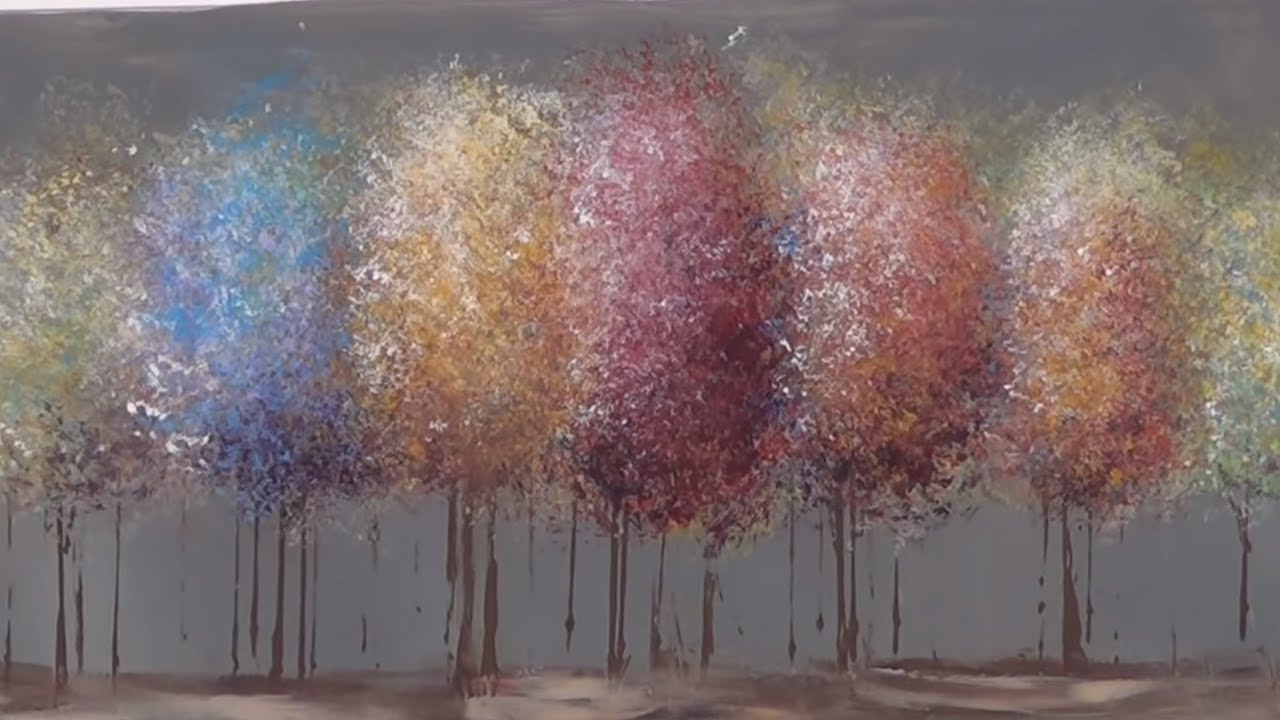 Easy Acrylic Painting Tutorial -  Impressionist Trees - Free Lesson
