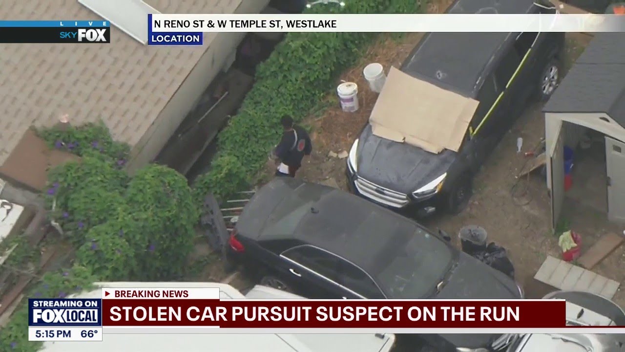 Car chase suspect trying to hide from cops | FOX 11 LA