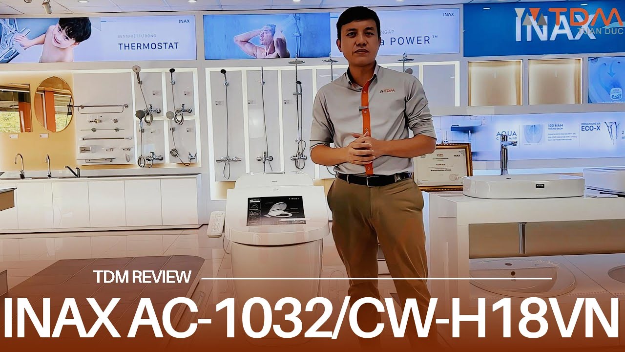 TDM.VN | Review bồn cầu điện tử INAX AC-1032/CW-H18VN b&agrave;n cầu 1 khối nắp th&ocirc;ng minh ch&iacute;nh h&atilde;ng