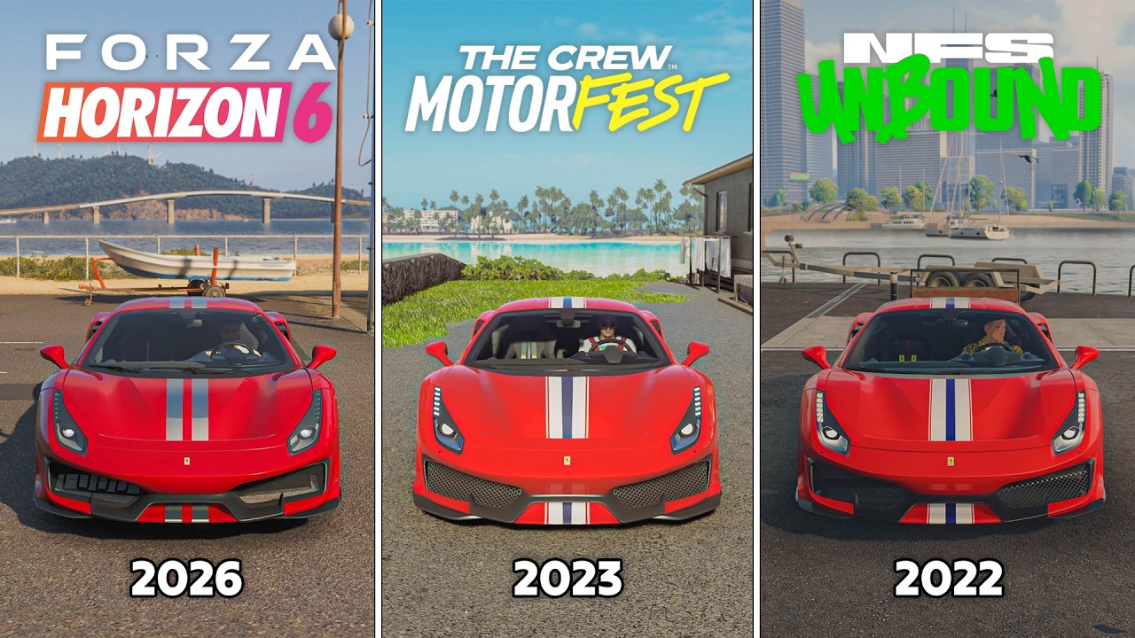 Forza Horizon 6 vs The Crew Motorfest vs NFS Unbound - Сравнение Деталей
