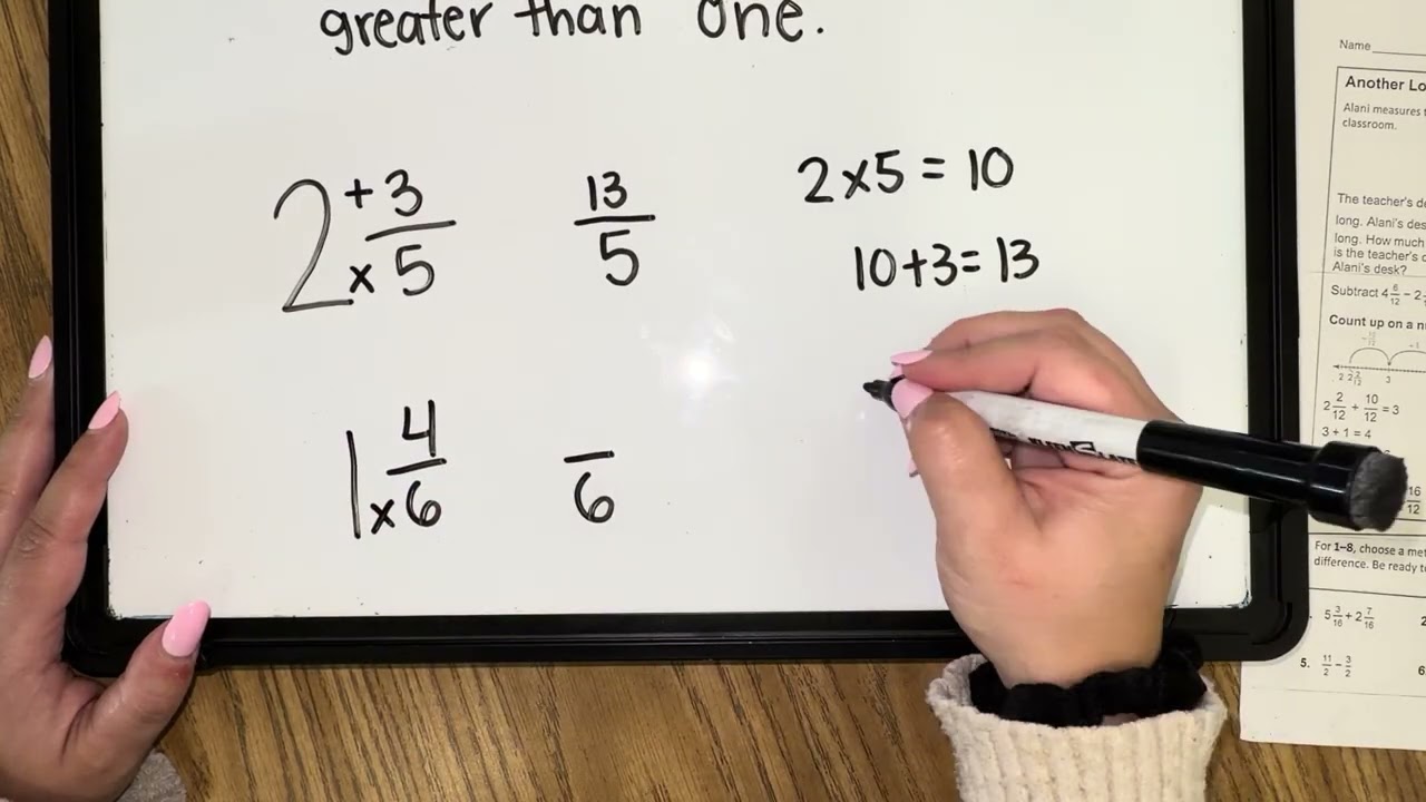 Mixed numbers into fractions greater than one 