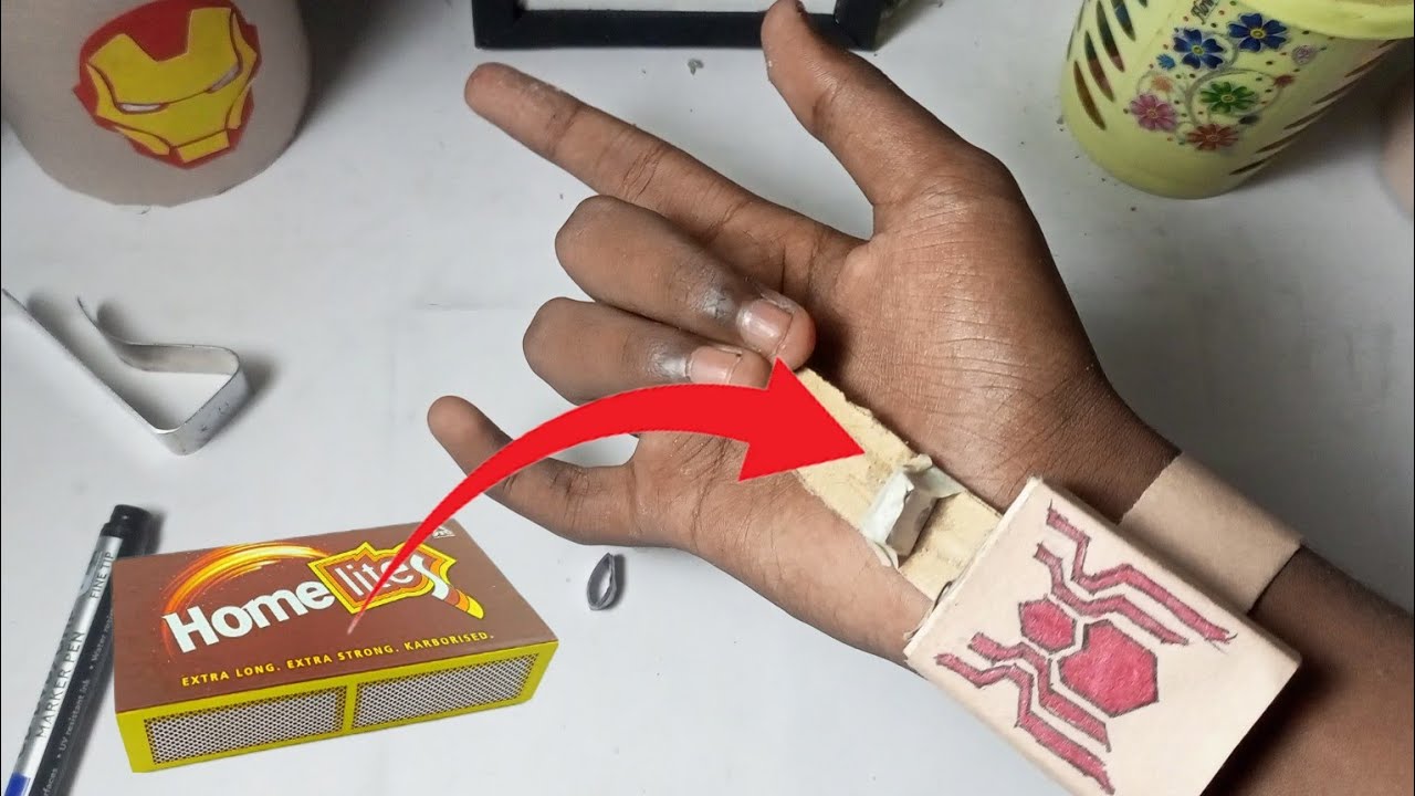 how to make a spiderman web shooter (with match box) \\ easy steps #diy #cardboard #crafts