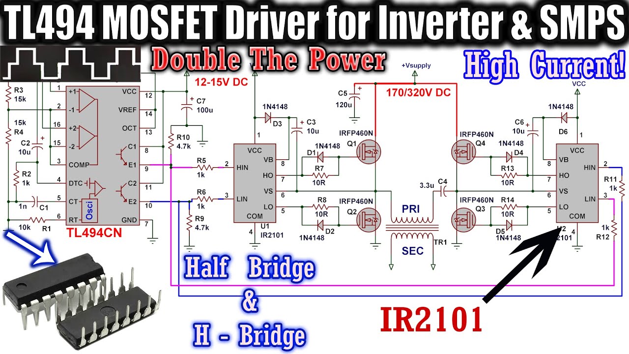 Драйвер затвора MOSFET TL494 с высоким током для инвертора и импульсного источника питания @Elect...
