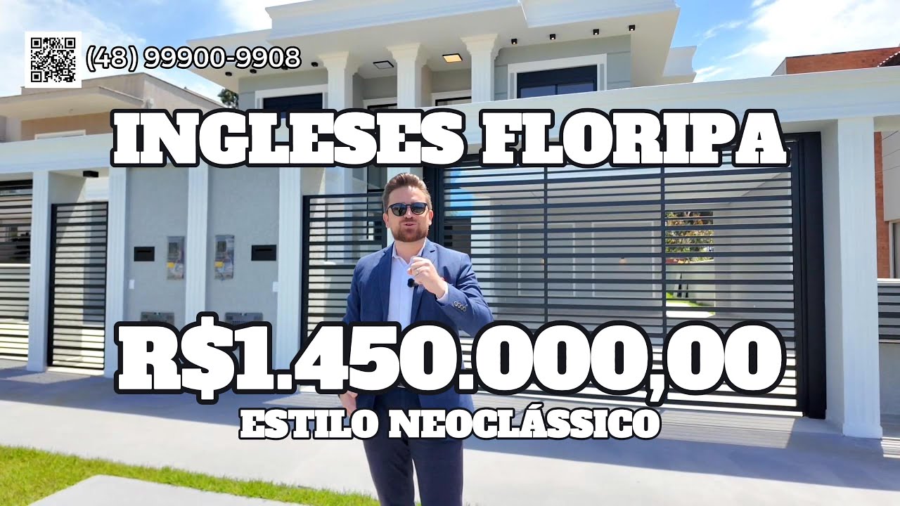 Tour Casa Neoclássica nos Ingleses (Florianópolis) — alto padrão, detalhes de acabamento