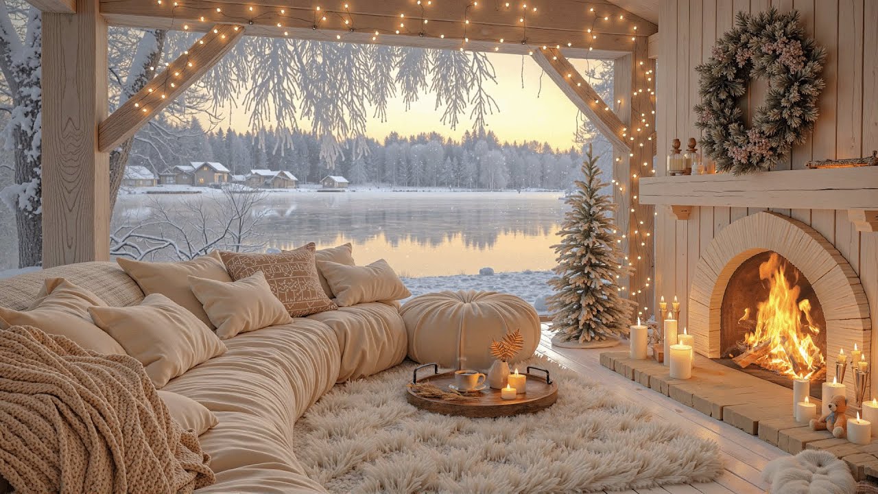 ☕ Tranquil Winter Morning Jazz Coffee by the Fireplace Warmth ❄ Snowy Cabin Sunrise for Calm Focus