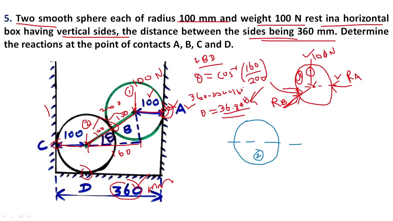 Reaction force | Sphere | statics of rigid bodies | EM | Engineering Mechanics | Problem 5