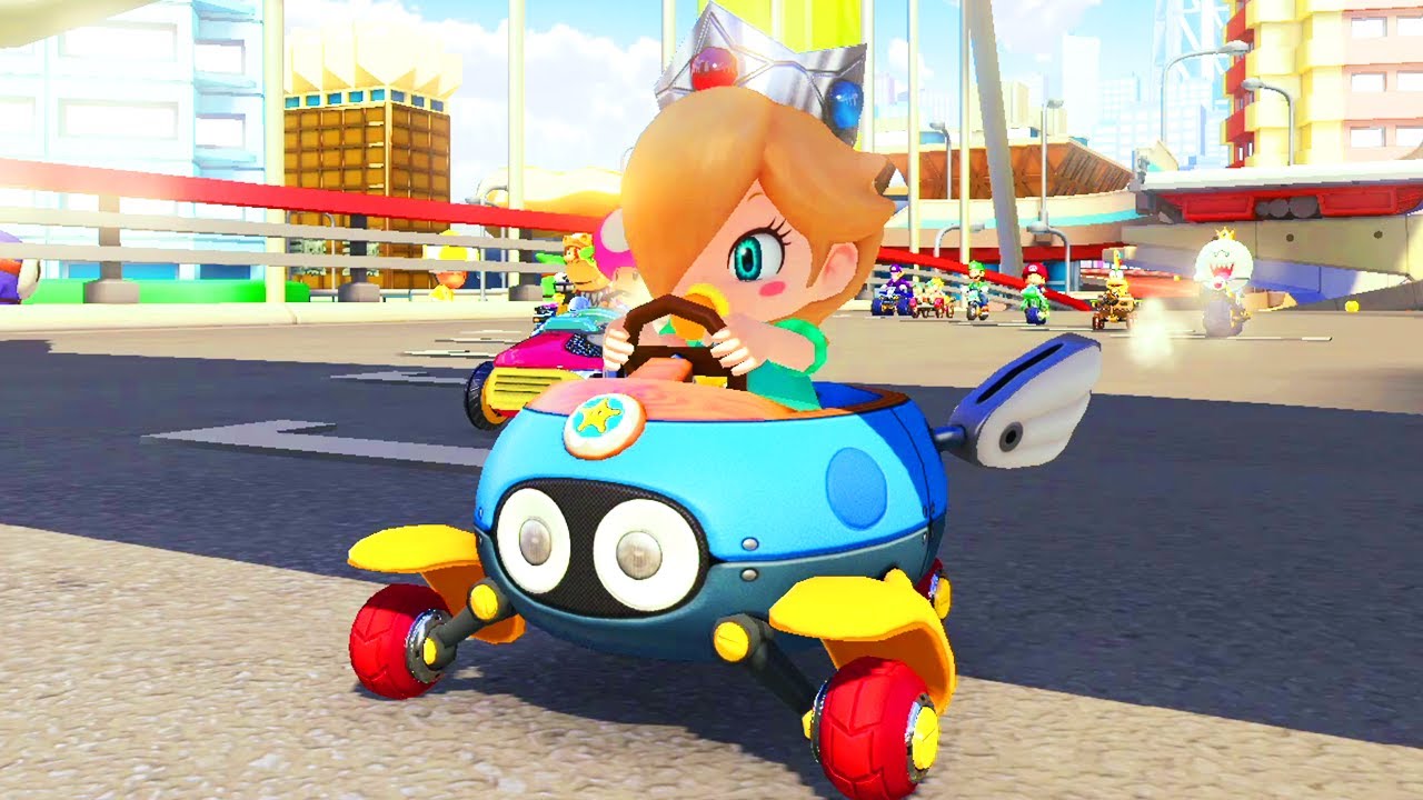 Mario Kart 8 Deluxe Custom Tracks - Baby Rosalina Vs Toadette Vs Bowser Jr 3 Players Gameplay