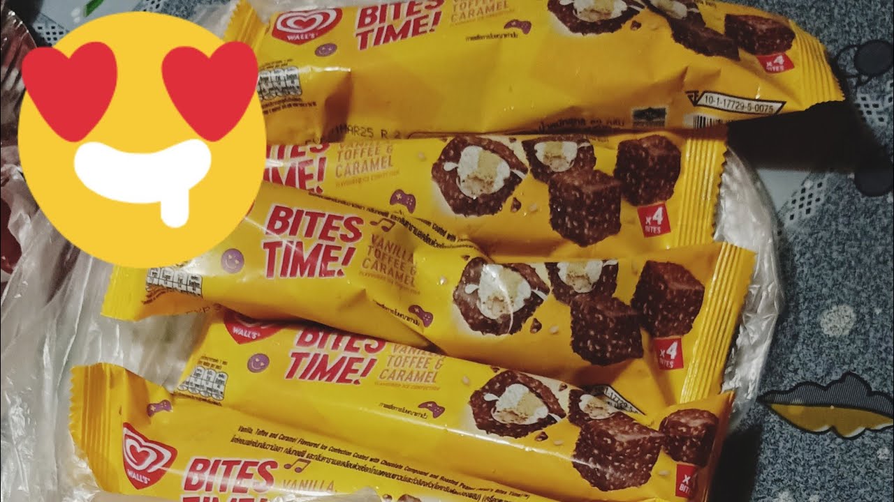 BITES TIME 3 #yummy FLAVOR ICE CREAM😋🤤 (vanilla,toffee,caramel) #asmr #asmrsounds