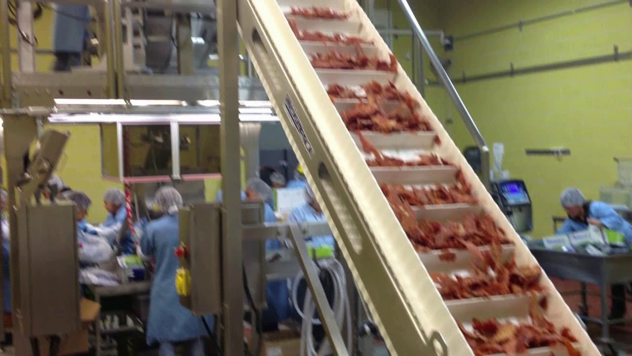 PrimoCombi&reg; multihead weigher dispensing beef jerky