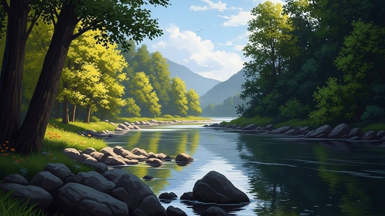 Gentle River in Forest 🌿🌊 Calm Nature Ambience for Meditation and Relaxation #2681