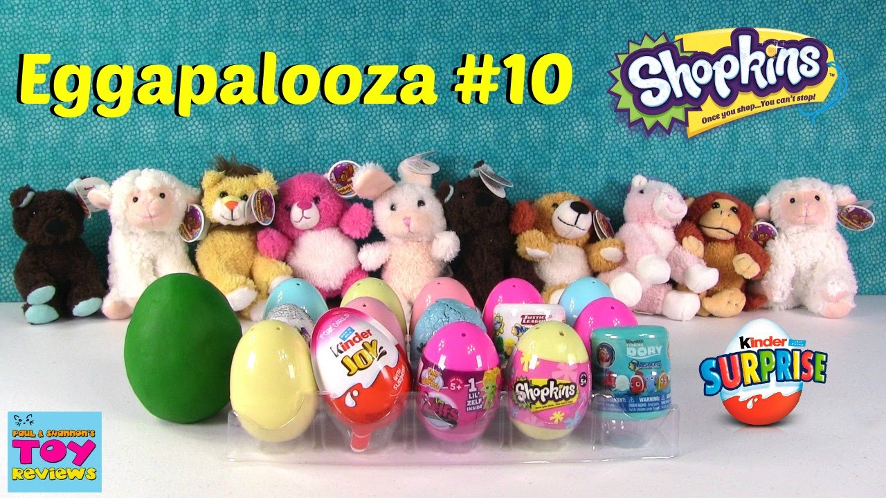 Eggapalooza Surprise Eggs Opening #10 | Kinder Joy Shopkins Play Doh Disney | PSToyReviews