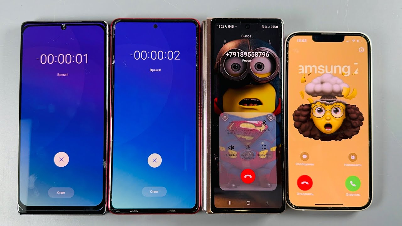 Alarm Clock + Incoming Call Samsung Galaxy Fold2 + IPhone 13 + Samsung Galaxy Note 20 + Samsung 