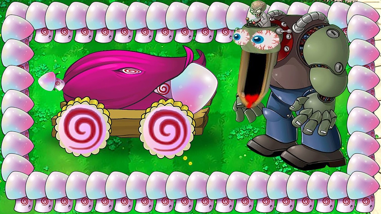 1 Cob Cannon mods Hypno-shroom vs 999 Zomboss Gargantuar | Pvz