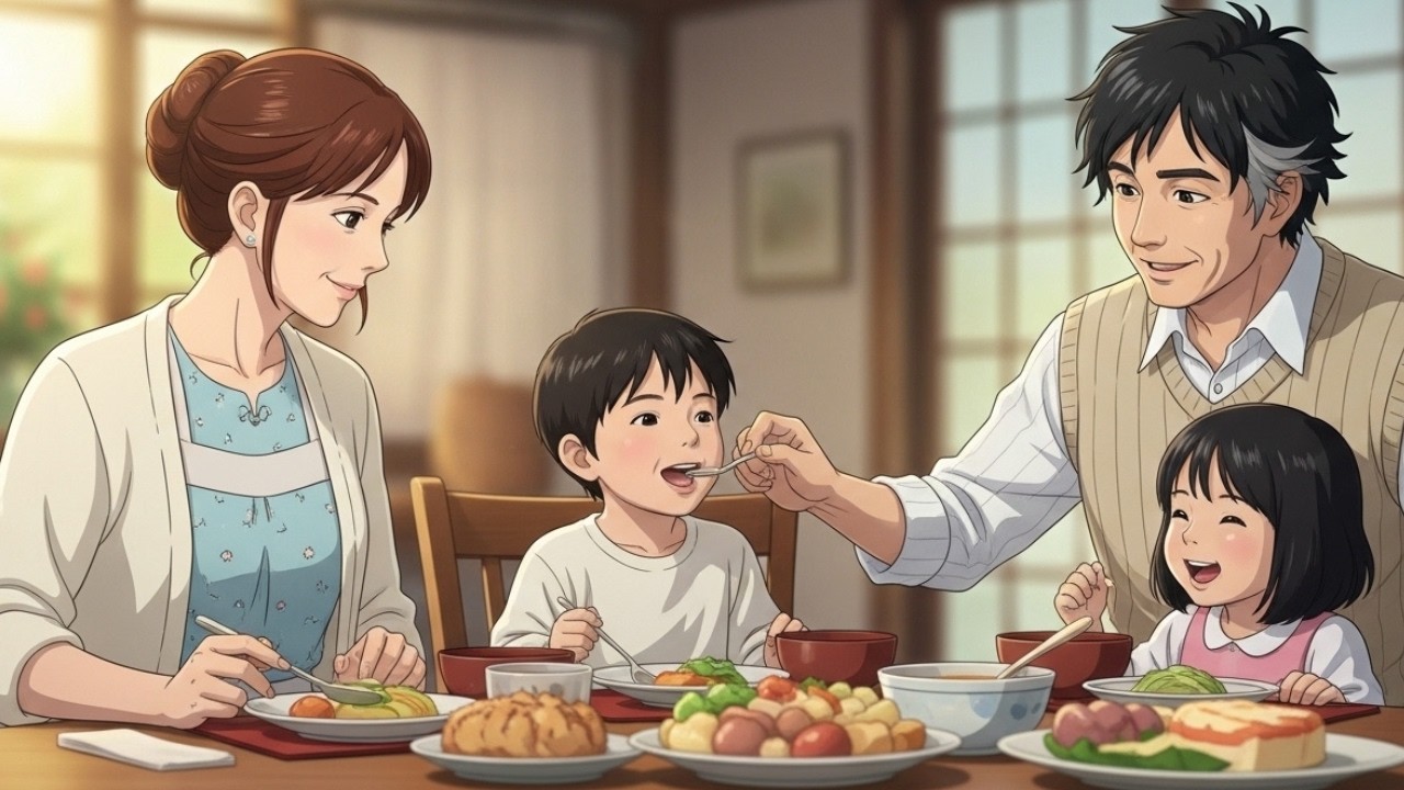 Warm Family Morning | Cozy Sunny Home & Comfort Food | Ghibli ASMR Style Animation