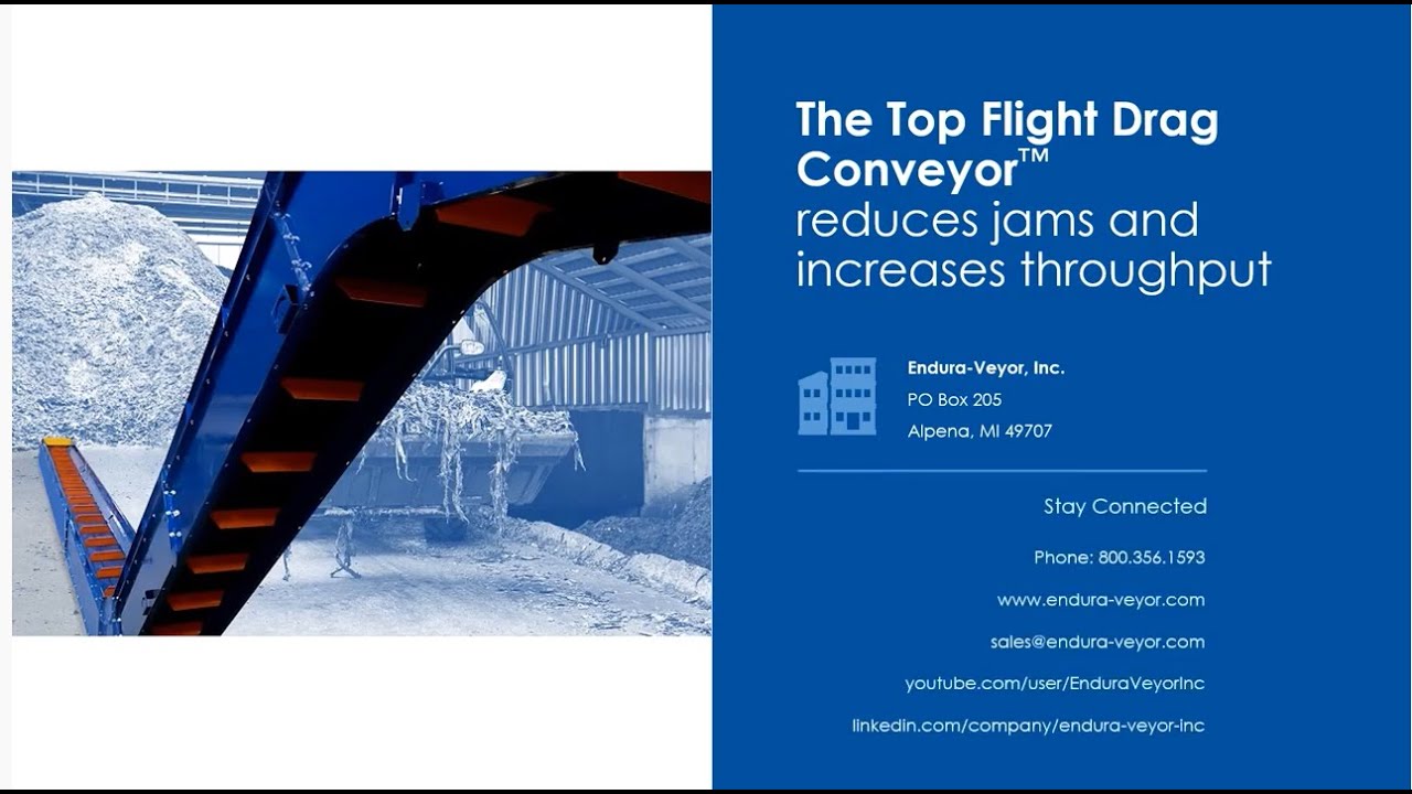 Endura-Veyor, Inc. Introduces the Top Flight Drag Conveyor&trade; that reduces jams and downtime.