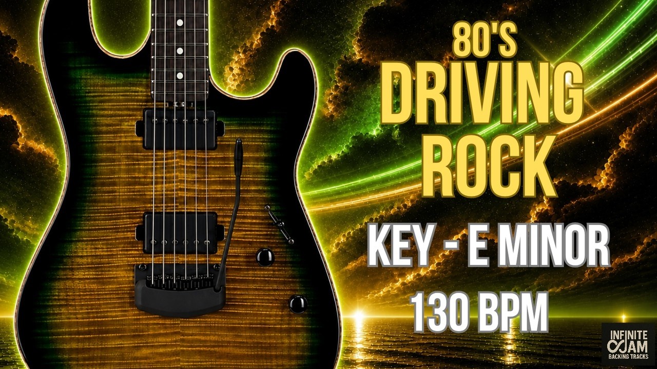 80's Driving Rock Backing Track in E Minor - Guitar Jam 130 BPM
