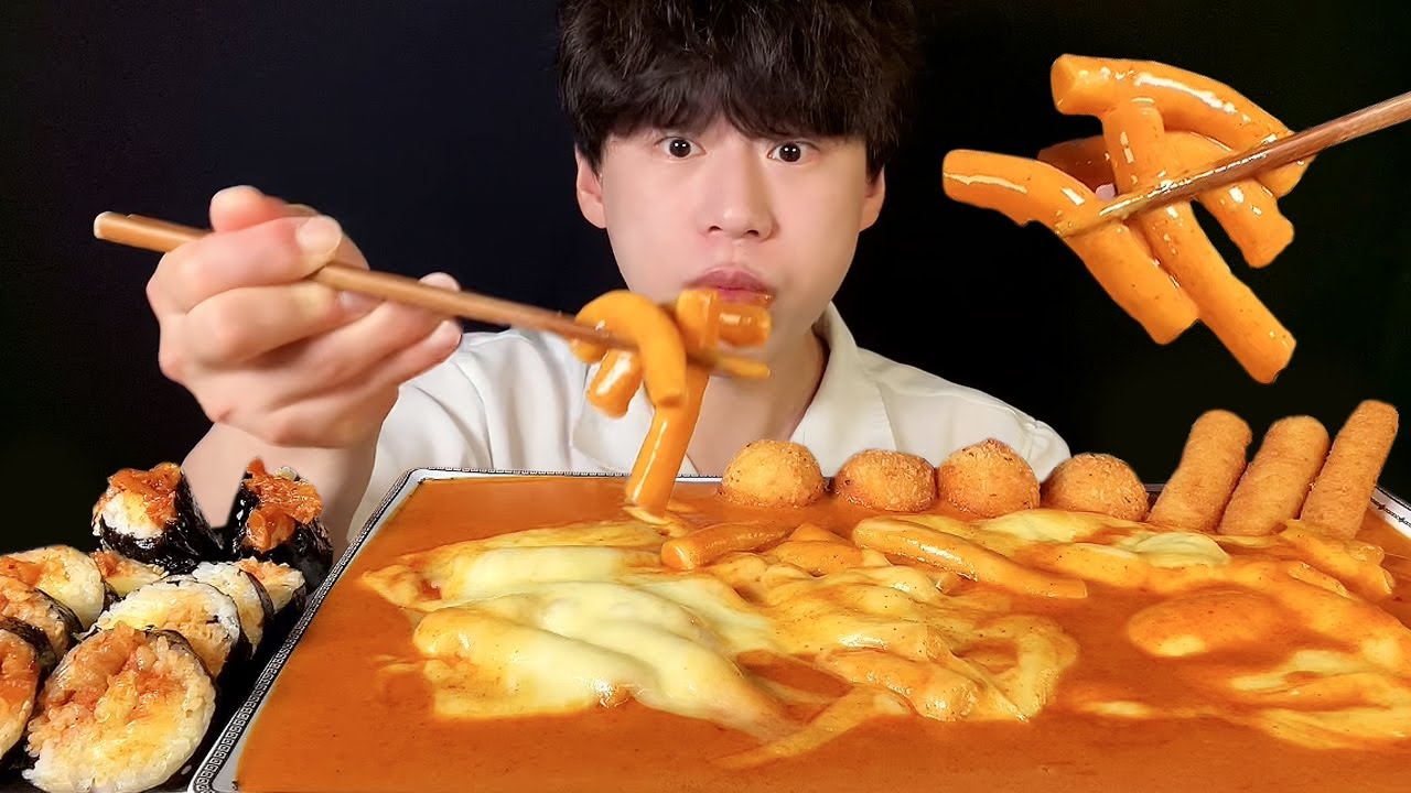 SUB)신전떡볶이 로제떡볶이 먹방 asmr 칼칼~한 로제떡볶이와 신전김밥!! Tteokbokki MUKBANG トッポッキBánh gạo cay