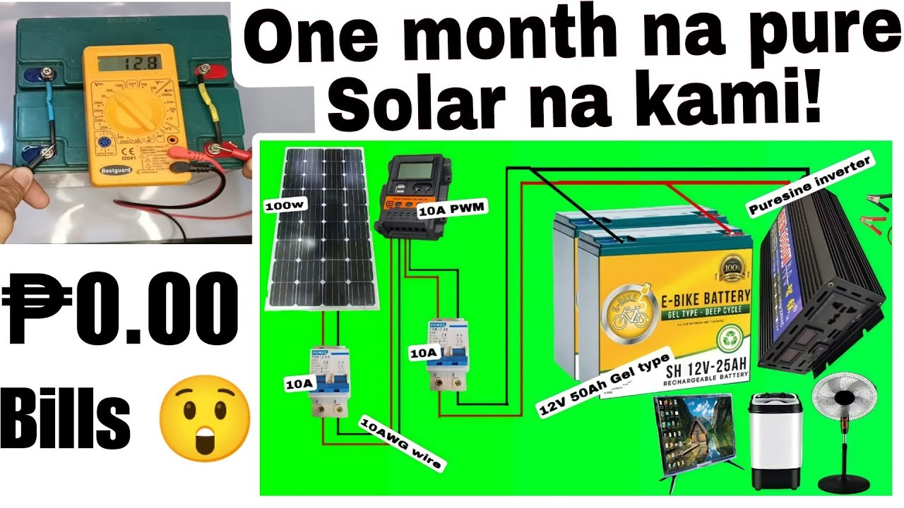 Paano Gumawa ng DIY 100w Solar set up With 12v 50ah Battery Setup for Beginners