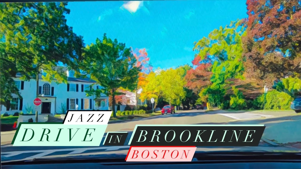 Drive in Boston suburb | Brookline |  Soothing |  Jazz drive | 4k 60 fps | Kyte rental | Relaxing