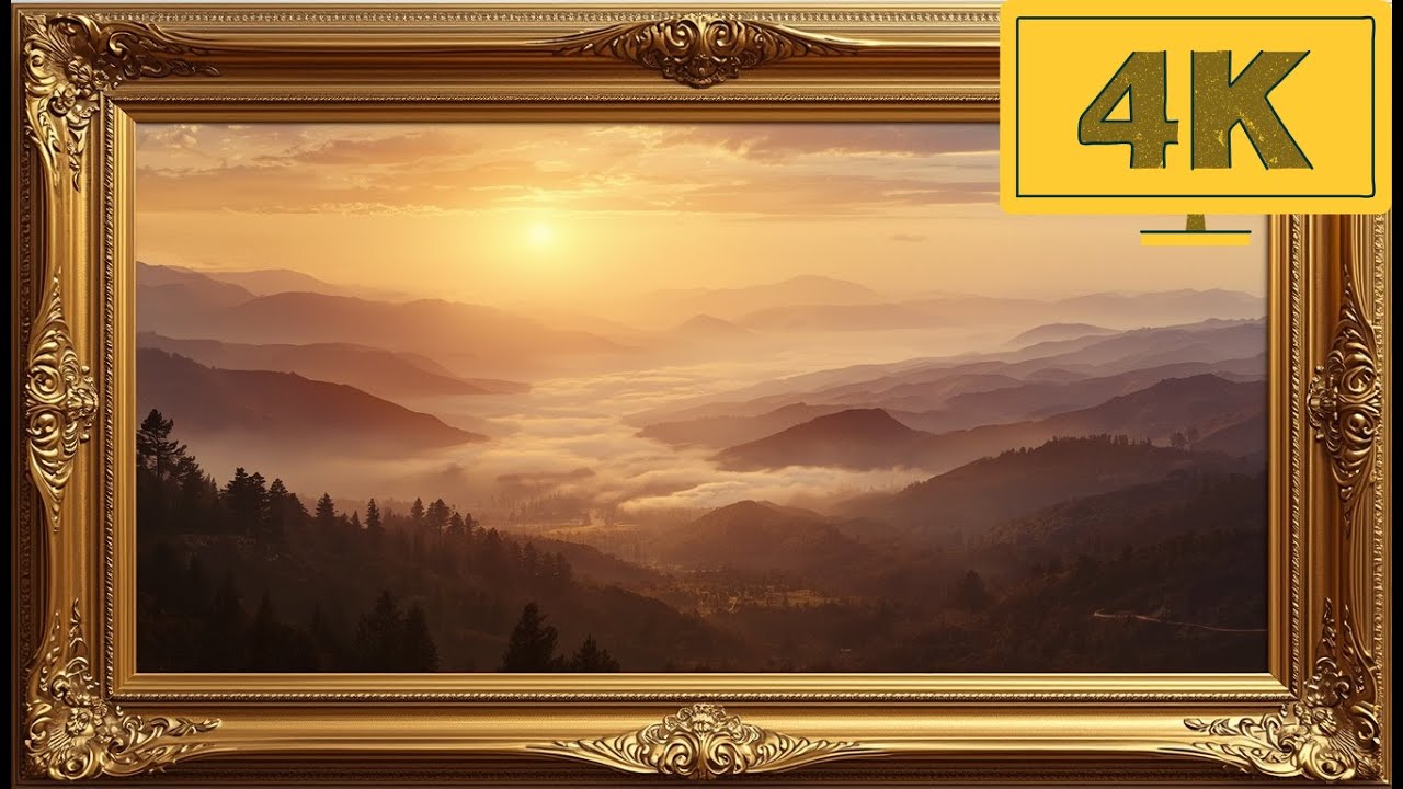4K TV WALLPAPER Golden Sunrise Over Misty Mountains | Elegant Scenic Fine Art