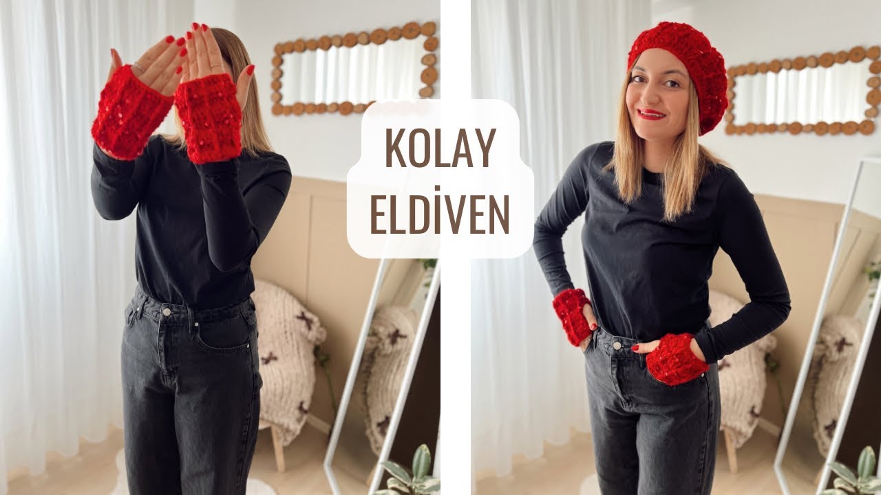 BİR SAATTE &Ouml;R KULLAN 🙋&zwj;♀️TIĞ İLE KOLAY PARMAKSIZ ELDİVEN YAPIMI #crochet 