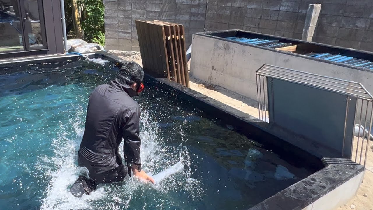 錦鯉池！作成する#koi #アクアリウム #koipond
