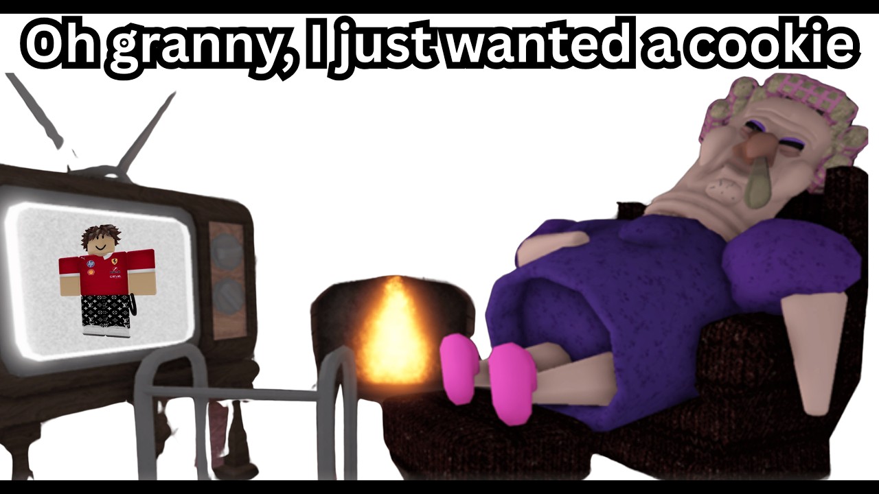 Granny tried to kill me over cookies GRUMPY GRAN! (SCARY OBBY)