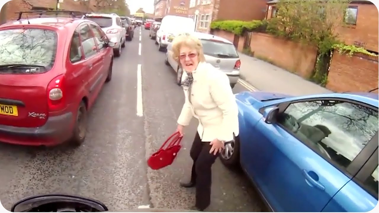 Motorcycle Hits Pedestrian | Old Lady Walks Through Traffic