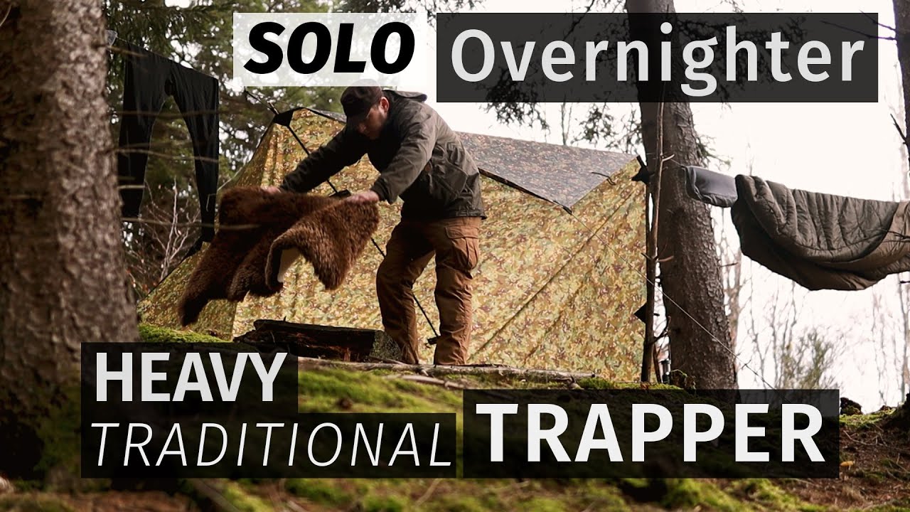Solo Overnighter with sheepskin & wool blanket / heavy gear / chestnuts on Bushbox / Bushcraft