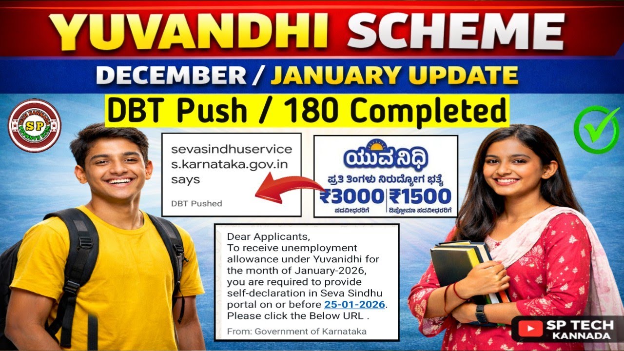 Yuvanidhi December/January Month Amount Update  | DBT Push/180 Days Complete WhatsApp Messenge