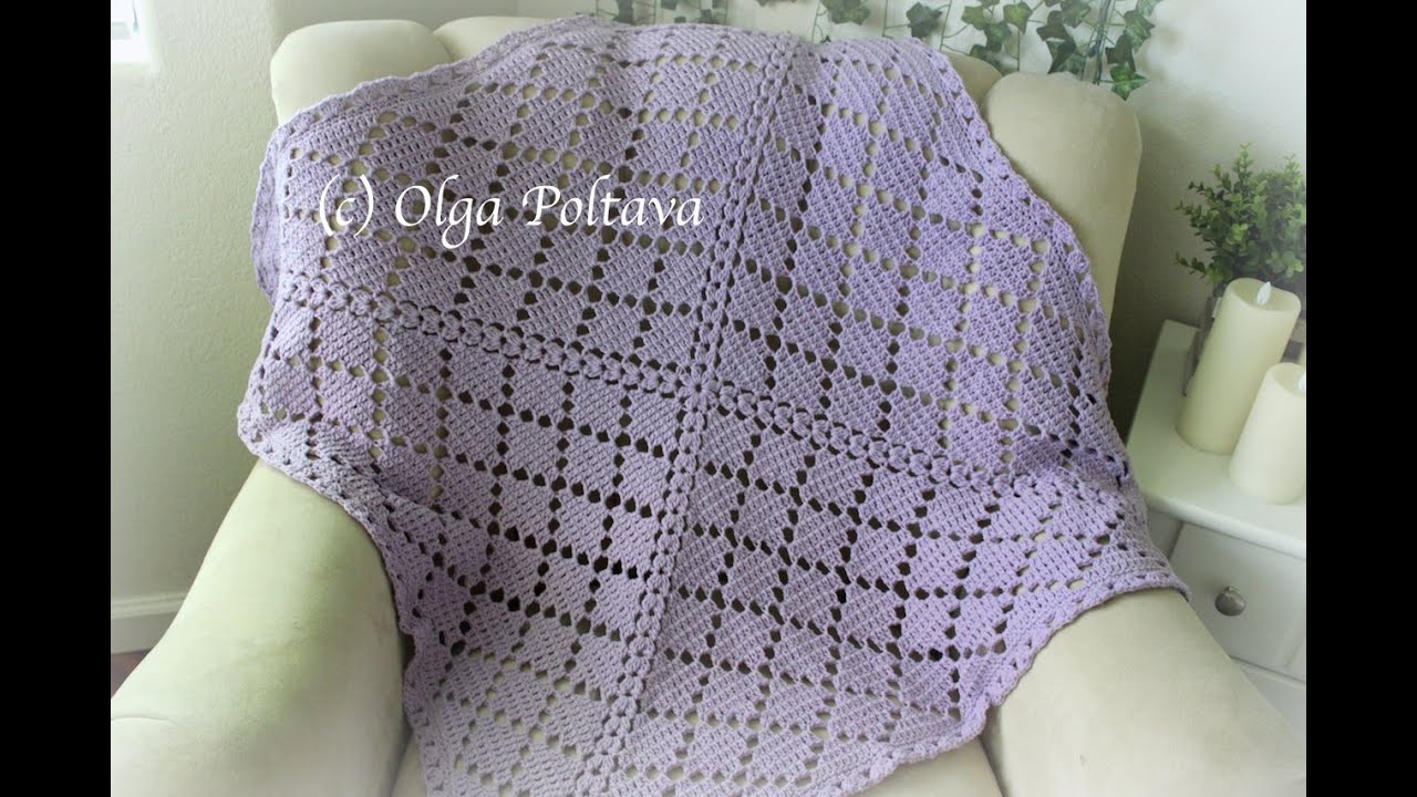 How to Crochet Lacy Diamonds Baby Blanket, Crochet Video Tutorial