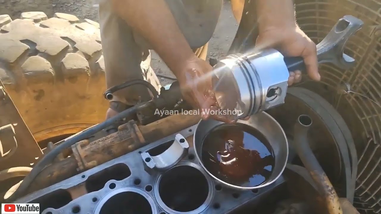 diesel engine caterpillar 4cylinder piston ring gap and install liners ring pistons.