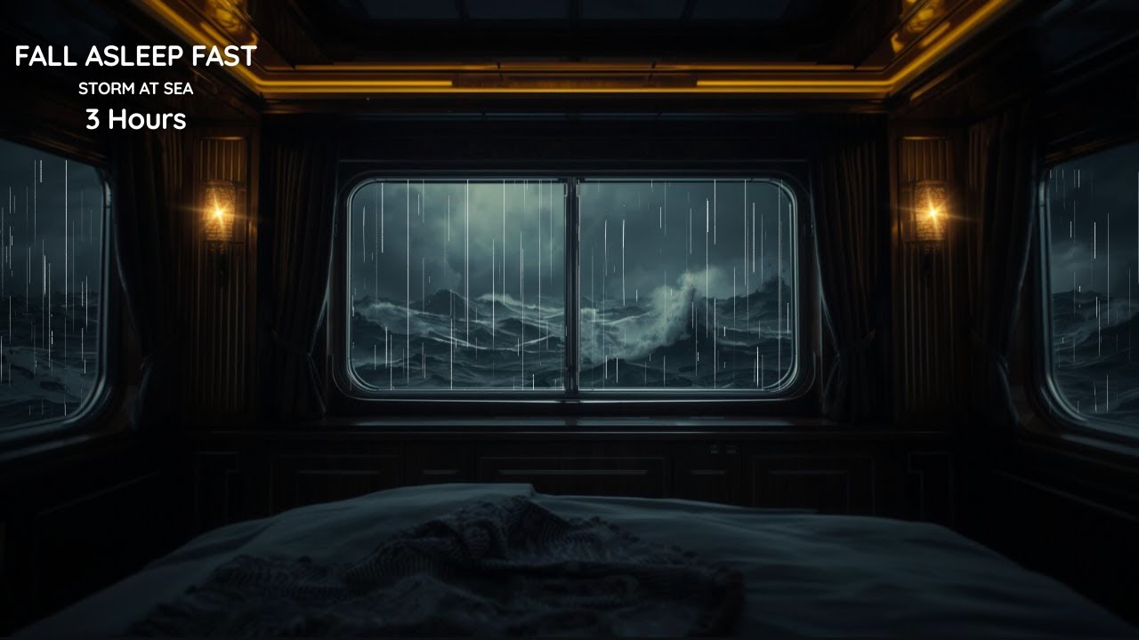 ⛈️ Stormy Night on a Luxury Boat - Deep Sleep Sounds, Heavy Rain, thunder & Ocean Waves (3 Hours) 😴