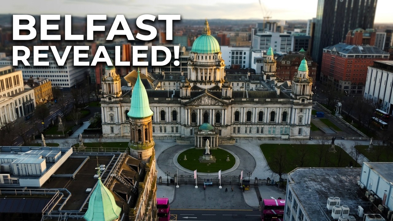 Belfast City a movie like drone view