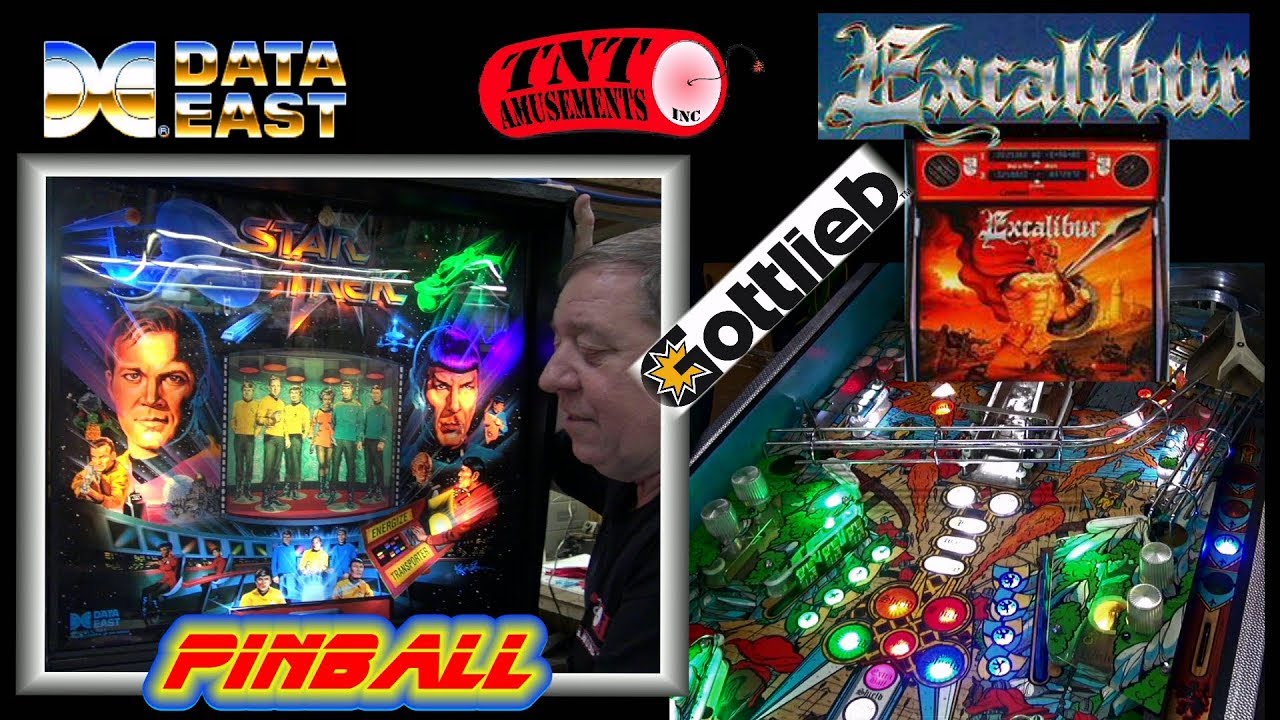 #1395 Data East STAR TREK 25th & Gottlieb EXCALIBUR Pinball Machines-Gun Battle-TNT Amusements