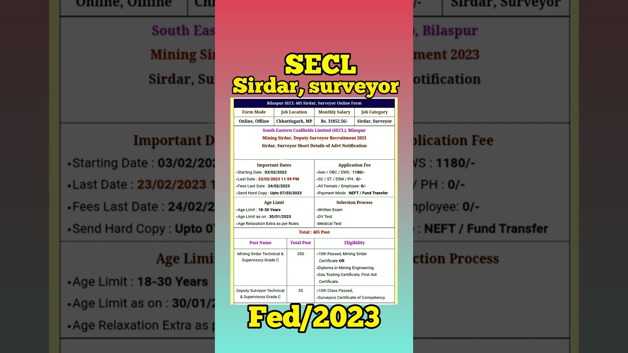 #SECL BILASPUR NEW VACANCY 2023 #shorts #viral #latest #shortsvideo #requitment //LIKE AND SUBSCRIBE