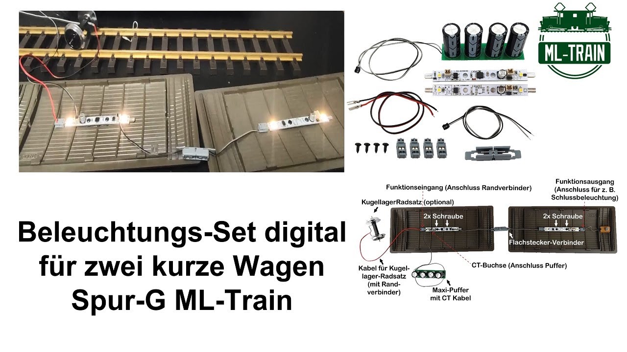 Beleuchtungs-Set digital für zwei kurze Wagen Spur-G ML-Train 83201028 (Produktvideo 1/2)
