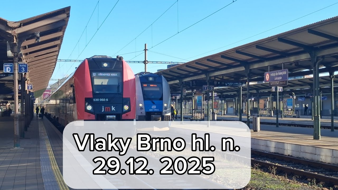 Vlaky Brno hl. n. 29.12. 2025
