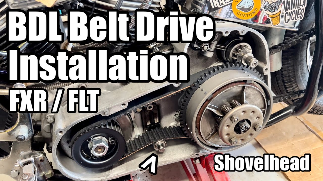 Installing a BDL Belt Drive FXR / FLT 5 Speed - Shovelhead Hardtail Springer Chopper