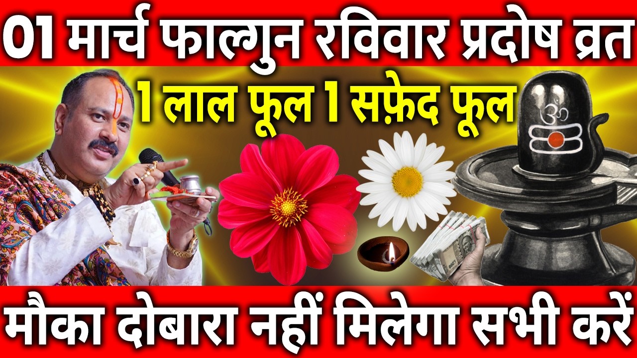 01 मार्च रविवार प्रदोष व्रत के दिन 1 लाल फूल 1 सफ़ेद फूल वाला उपाय जरुर करे || Pradeep Ji Mishra