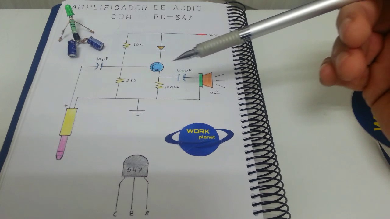 Amplificador de audio con transistor bc-547