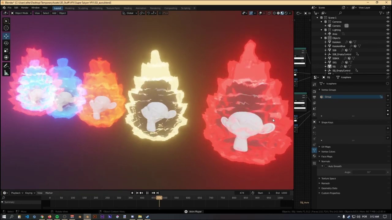 Blender 2.81+ EEVEE - Super Saiyan Auras Tutorial w/ Download
