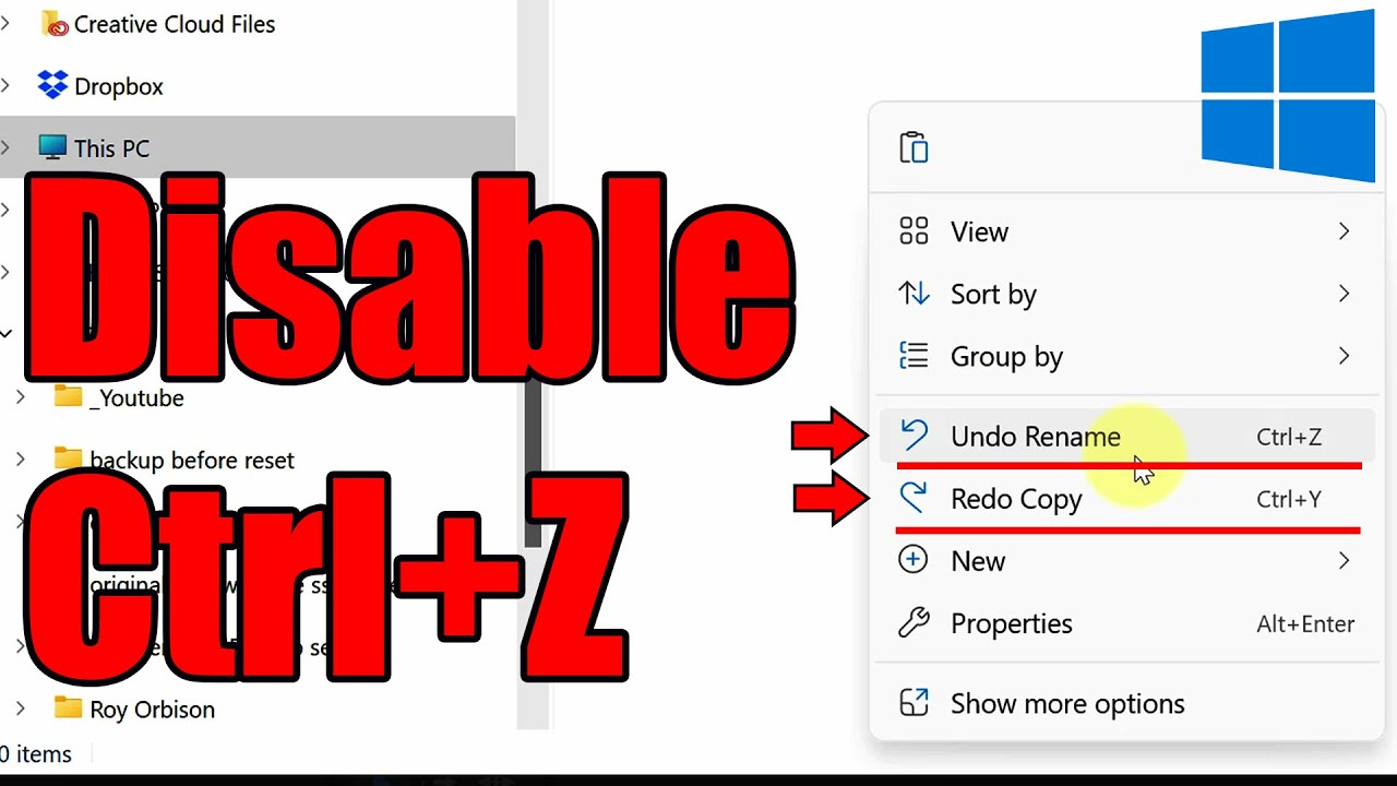 How to Disable Ctrl+Z Undo in File Explorer Windows