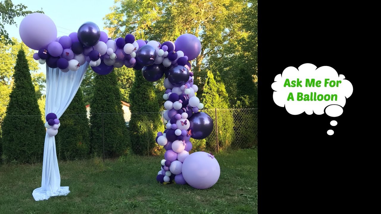 Purple Balloon Garland With 3D Butterflies - Balloon Decoration Tutorial