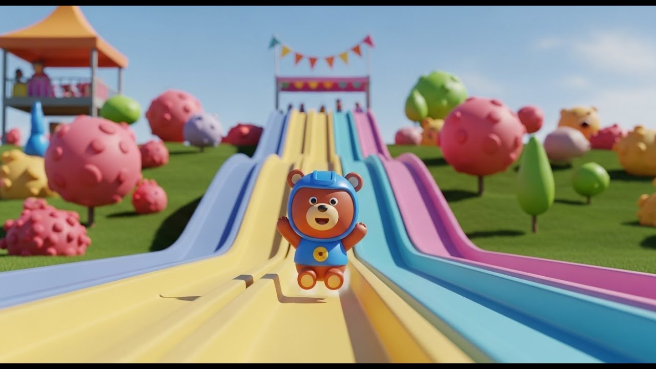 The Bear Escape The Racer Slides | Fun Adventure Rhyme for Kids | Nursery Rhymes for Children