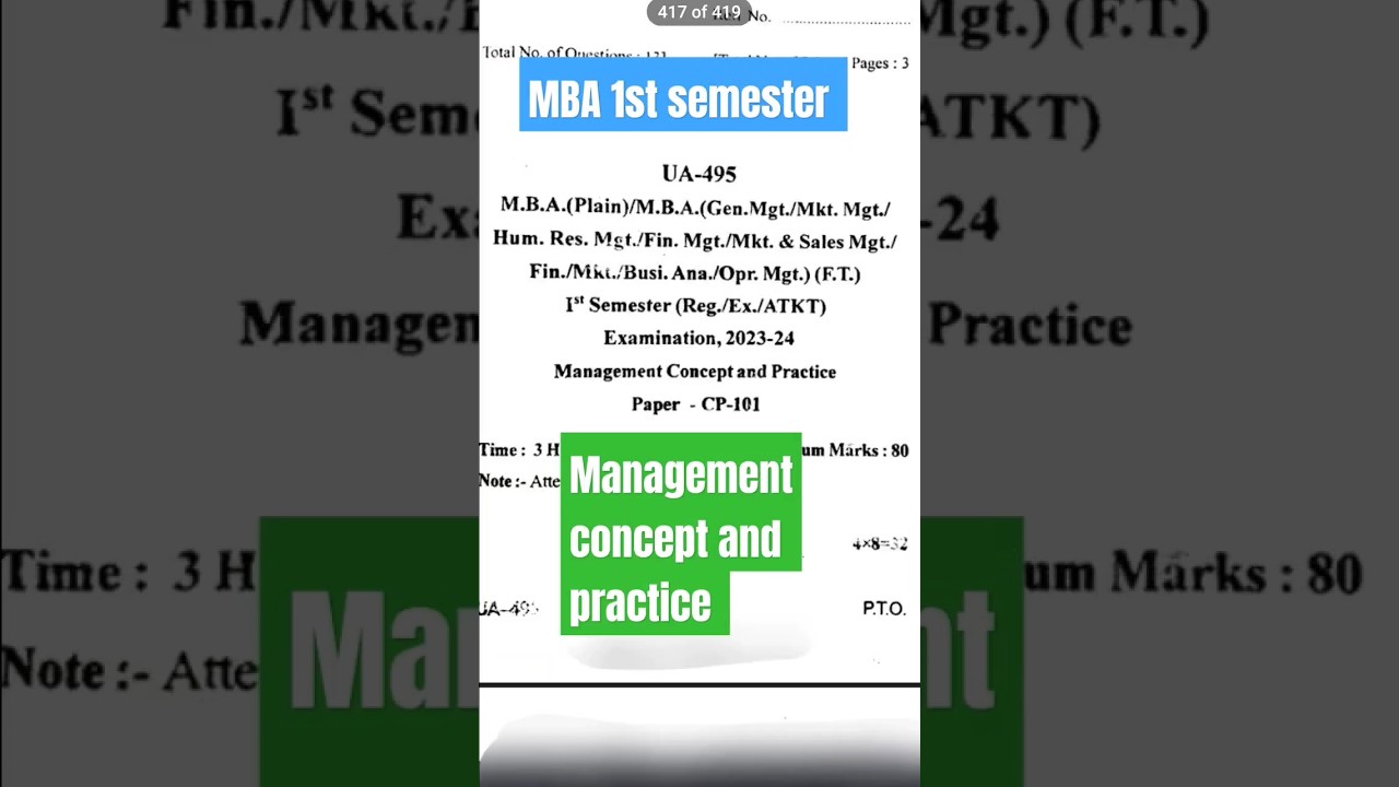 MBA 1st semester management concept and practice paper 2024 #exam #finalexams